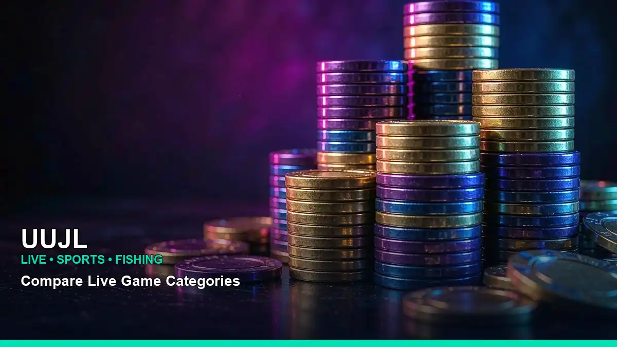 UUJL flat lay live casino table games highlighting mobile-friendly casino play